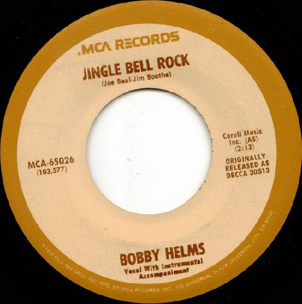 Bobby Helms - Jingle Bell Rock / Captain Santa Claus (And His Reindeer Space Patrol) (7", Single, RE, RP, Pin)