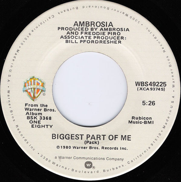 Ambrosia (2) - Biggest Part Of Me (7", Single)
