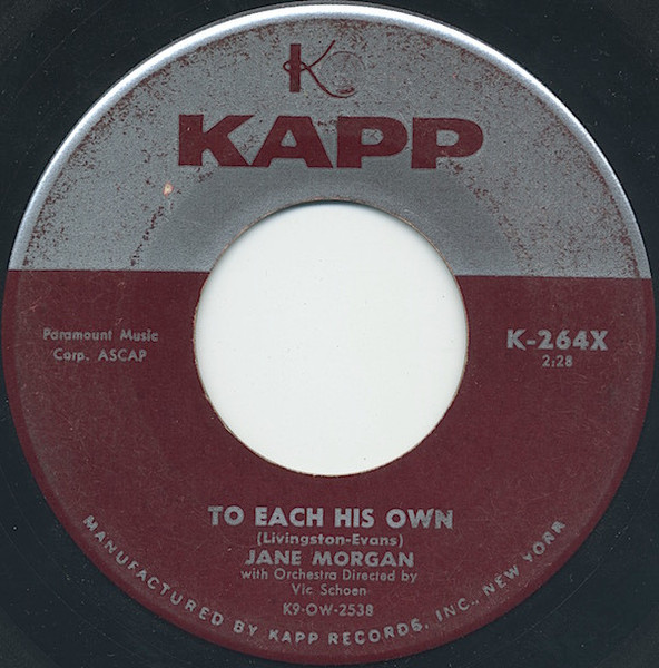 Jane Morgan - To Each His Own (7", Single)