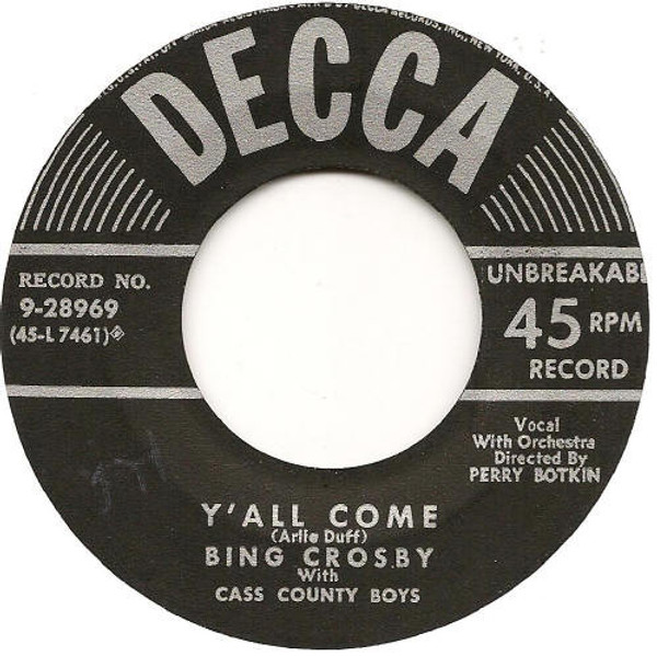 Bing Crosby - Y'All Come / Changing Partners (7")