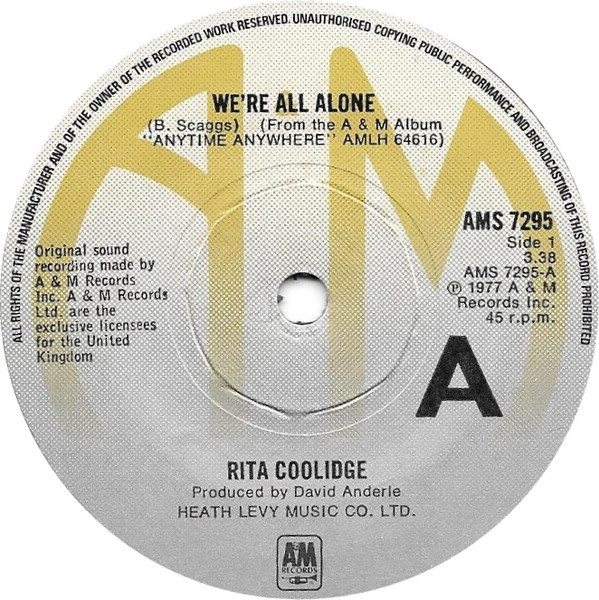 Rita Coolidge - We're All Alone (7", Single)