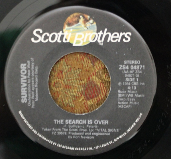 Survivor - The Search Is Over (7", Single)