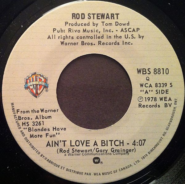 Rod Stewart - Ain't Love A Bitch - Warner Bros. Records - WBS 8810 - 7", Single 1035938392