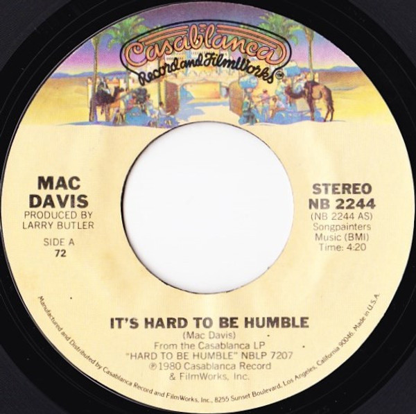 Mac Davis - It's Hard To Be Humble (7", Single, Styrene, 72 )