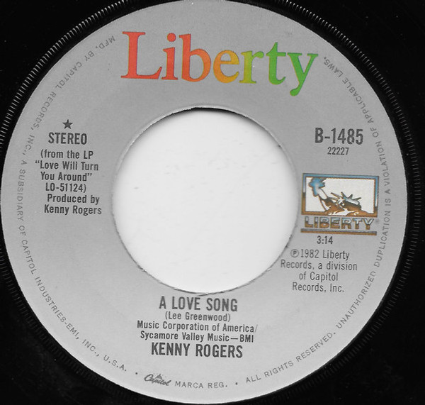 Kenny Rogers - A Love Song / The Fool In Me - Liberty - B-1485 - 7", Single, Jac 1041495314