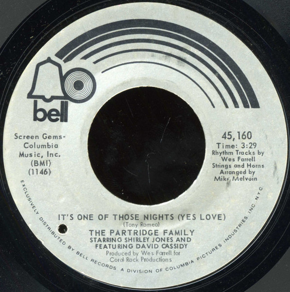 The Partridge Family - It's One Of Those Nights (Yes Love) - Bell Records - 45160 - 7", Single 1041498049