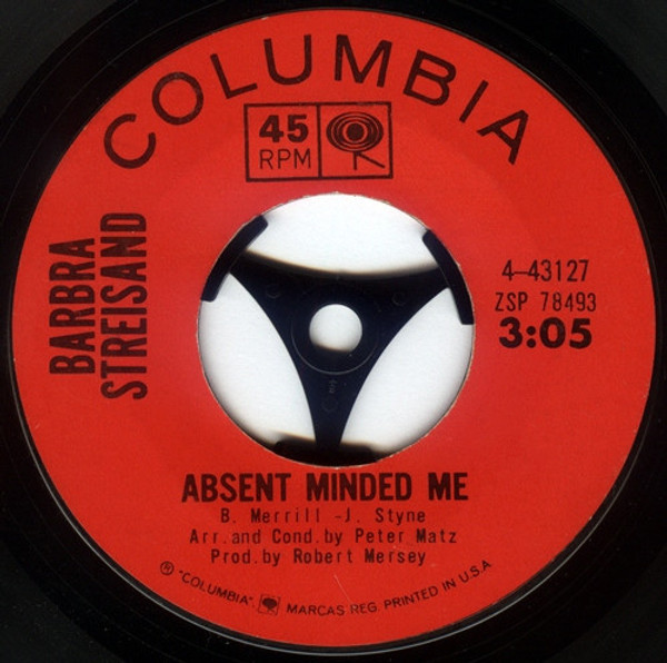 Barbra Streisand - Funny Girl / Absent Minded Me - Columbia - 4-43127 - 7", Styrene 1042254599