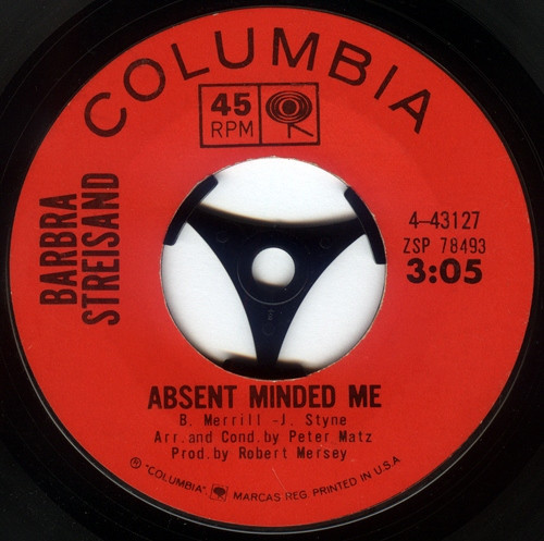 Barbra Streisand - Funny Girl / Absent Minded Me - Columbia - 4-43127 - 7", Styrene 1042254599