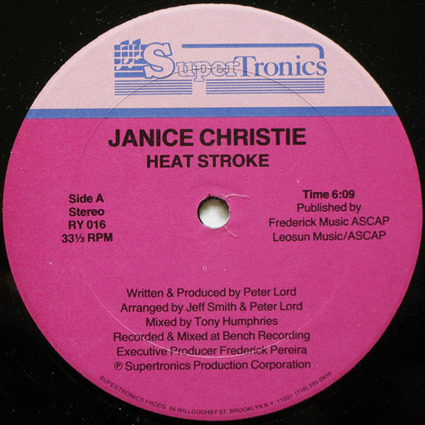 Janice Christie - Heat Stroke - Supertronics - RY 016 - 12" 1042784110