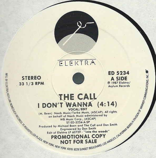 The Call - I Don't Wanna (12", Single, Promo)
