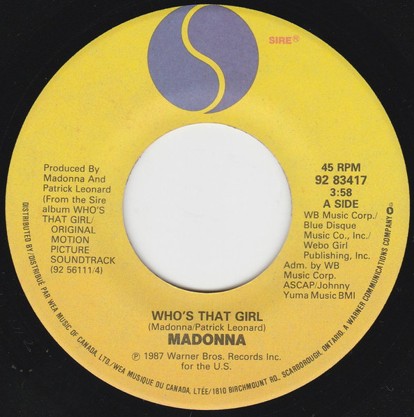Madonna - Who's That Girl - Sire - 92 83417 - 7", Single 1049379016