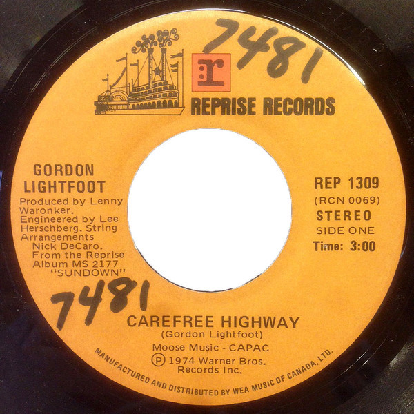 Gordon Lightfoot - Carefree Highway (7", Single)