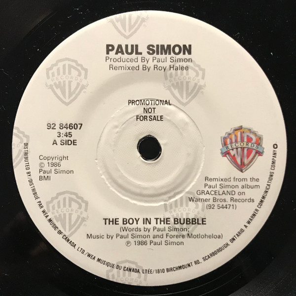 Paul Simon - The Boy In The Bubble (7", Single, Promo)