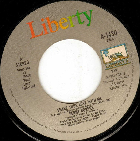 Kenny Rogers - Share Your Love With Me / Greybeard - Liberty - A-1430 - 7", Single 1056231977