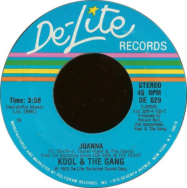 Kool & The Gang - Joanna - De-Lite Records - DE 829 - 7", Single, Styrene, 19 1056838514