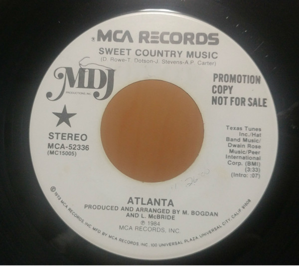 Atlanta (6) - Sweet Country Music  (7", Single, Promo)