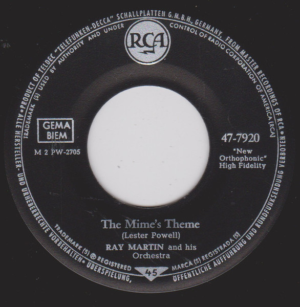 Ray Martin And His Orchestra - The Mime's Theme/ The Boulevard Of Broken Dreams (7", Single)