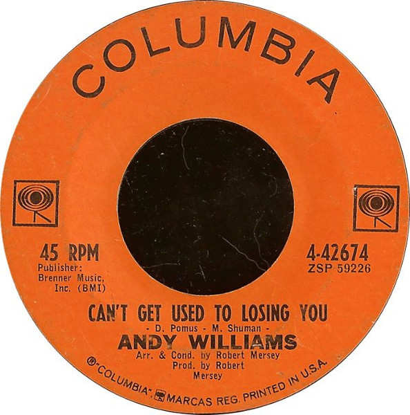 Andy Williams - Can't Get Used To Losing You (7", Single, Styrene)