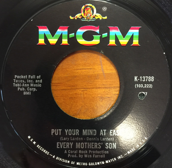 Every Mothers' Son - Put Your Mind At Ease (7")