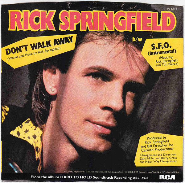 Rick Springfield - Don't Walk Away (7", Single, Styrene, RCA)