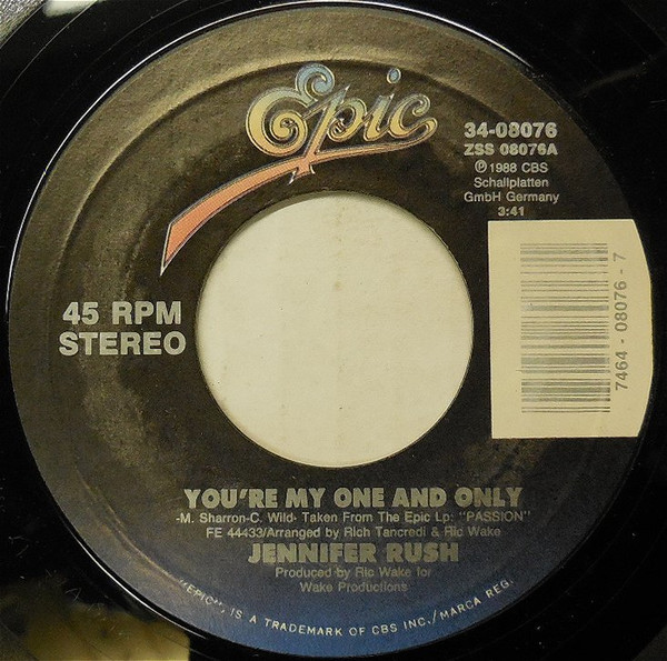 Jennifer Rush - You're My One And Only Love (7", Single)