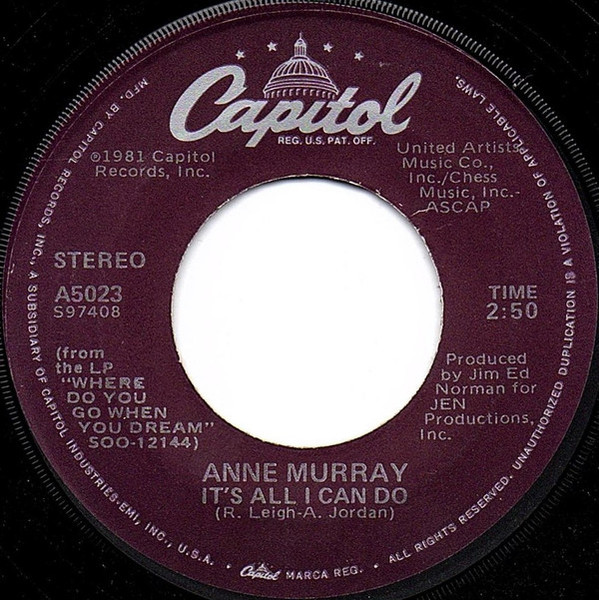 Anne Murray - It's All I Can Do (7", Single, Jac)