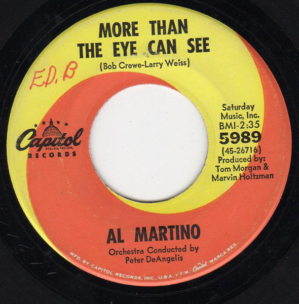 Al Martino - More Than The Eye Can See - Capitol Records - 5989 - 7", Single, Scr 1072700593