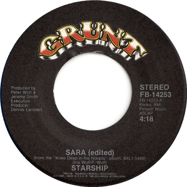 Starship (2) - Sara (7", Single, Ind)