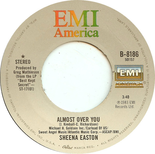 Sheena Easton - Almost Over You (7", Single)