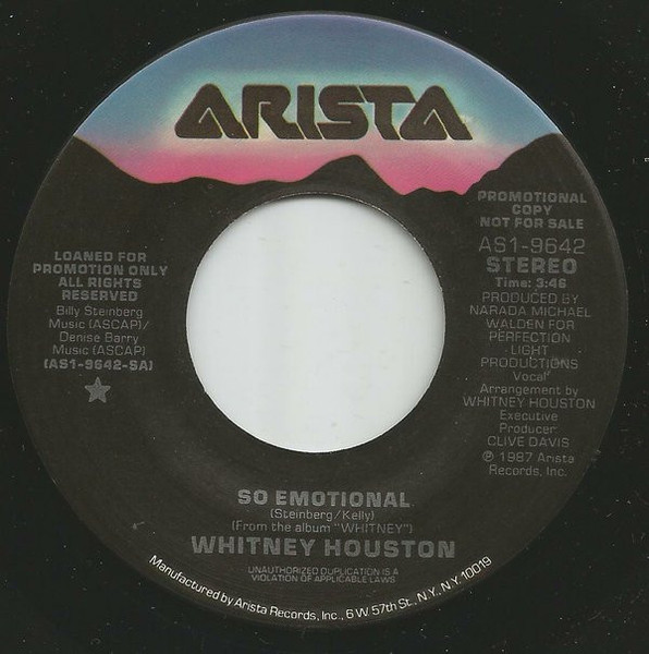Whitney Houston - So Emotional (7", Single, Promo)