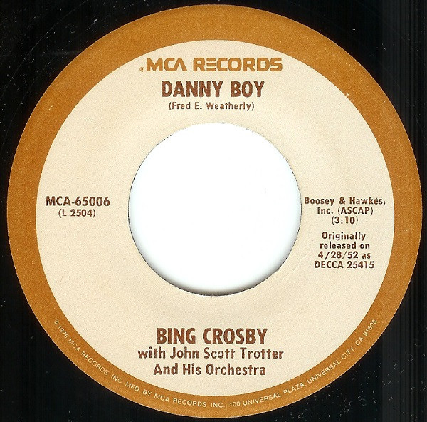 Bing Crosby - Danny Boy / Dear Little Boy Of Mine (7", RE)