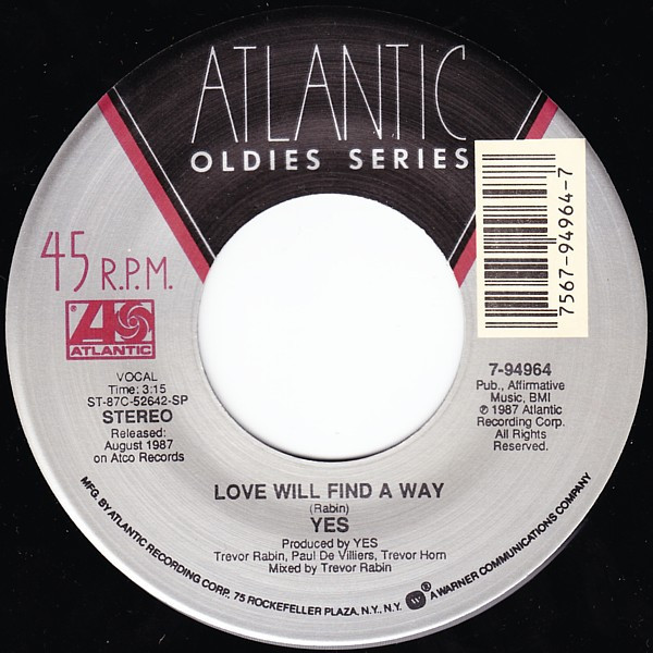 Yes - Love Will Find A Way / Rhythm Of Love (7", RE)