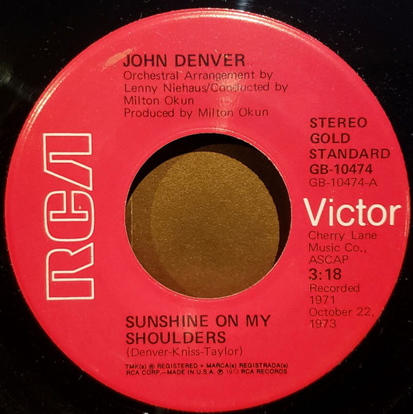 John Denver - Sunshine On My Shoulders (7", Single, RE)