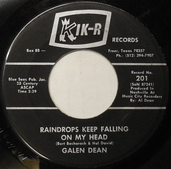 Galen Dean - Raindrops Keep Falling On My Head (7", Single)
