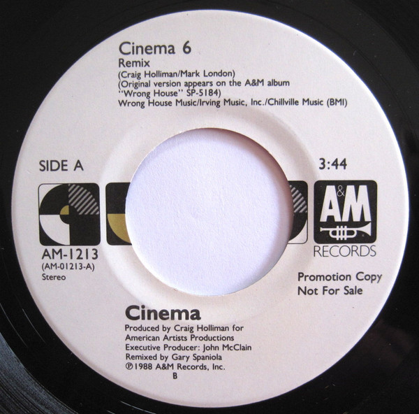 Cinema (2) - Cinema 6 - A&M Records - AM-1213 - 7", Single, Promo 1086765682