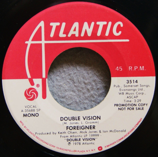 Foreigner - Double Vision (7", Single, Mono, Promo, SP)
