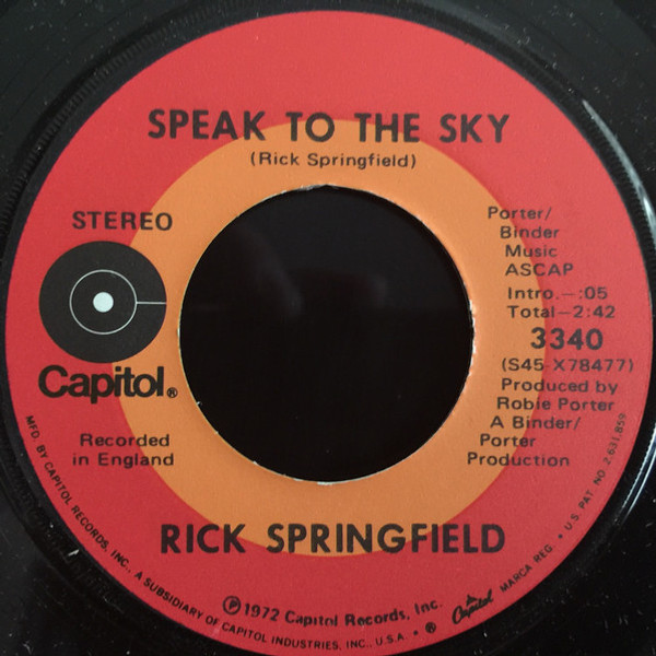 Rick Springfield - Speak To The Sky (7", Single)