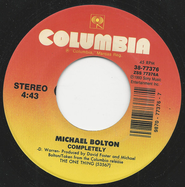 Michael Bolton - Completely - Columbia - 38-77376 - 7", Single 1087604600