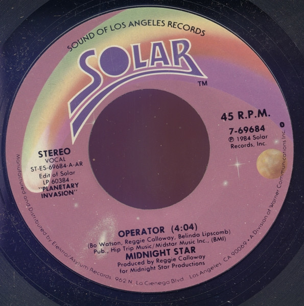 Midnight Star - Operator (7", Single, Styrene, AR )