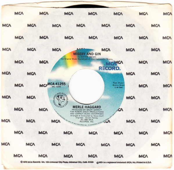 Merle Haggard - Misery And Gin / No One To Sing For (But The Band) - MCA Records - MCA-41255 - 7", Single, Glo 1087954442