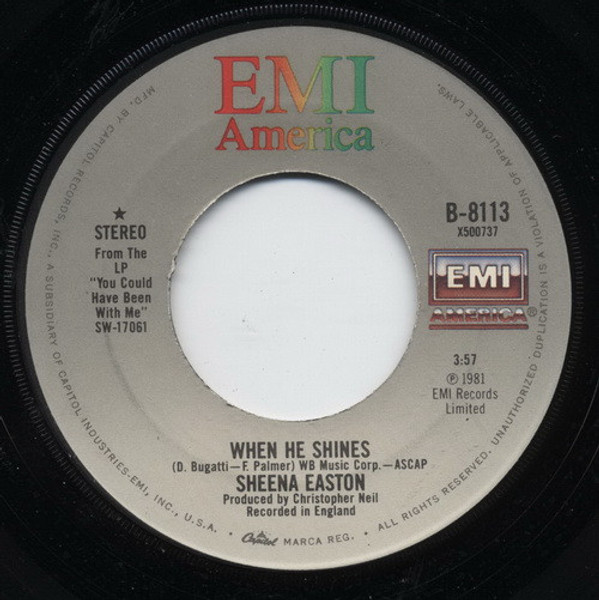 Sheena Easton - When He Shines / Family Of One - EMI America - B-8113 - 7", Jac 1087978820