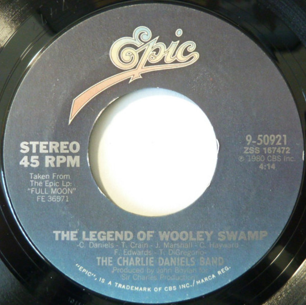 The Charlie Daniels Band - The Legend Of Wooley Swamp (7", Single, Ter)