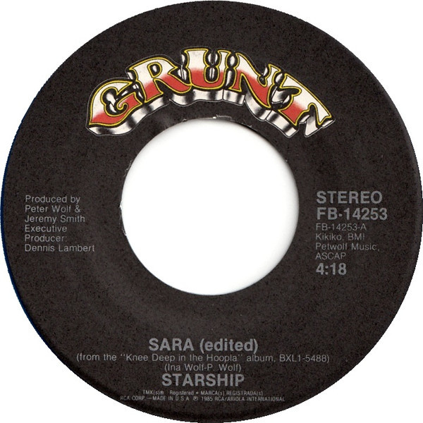 Starship (2) - Sara - Grunt (3) - FB-14253 - 7", Single, Ind 1088361336