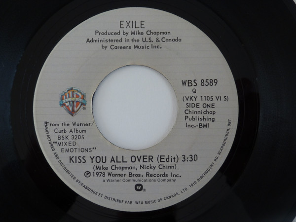 Exile (7) - Kiss You All Over - Warner Bros. Records - WBS 8589 - 7", Single 1088378161