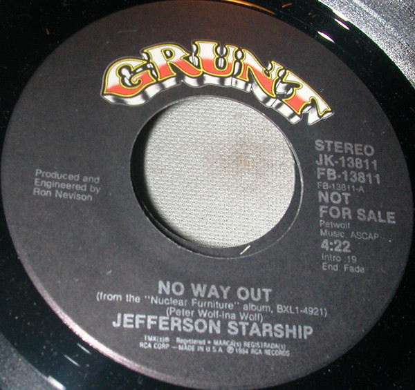 Jefferson Starship - No Way Out (7", Promo)