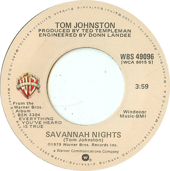 Tom Johnston - Savannah Nights (7")