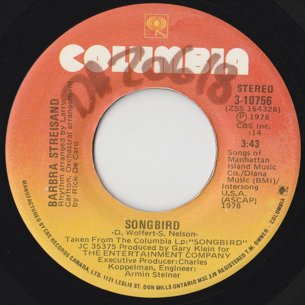 Barbra Streisand - Songbird (7", Single)