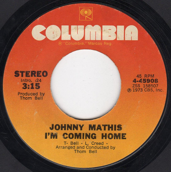 Johnny Mathis - I'm Coming Home / Stop Look And Listen To Your Heart - Columbia - 4-45908 - 7", Styrene, Ter 1091499594