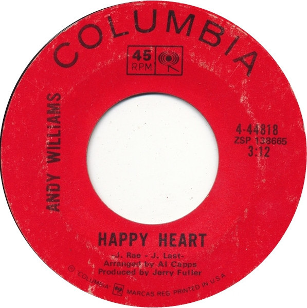 Andy Williams - Happy Heart (7", Single)