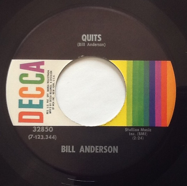Bill Anderson (2) - Quits / I'll Live For You (7", Single)